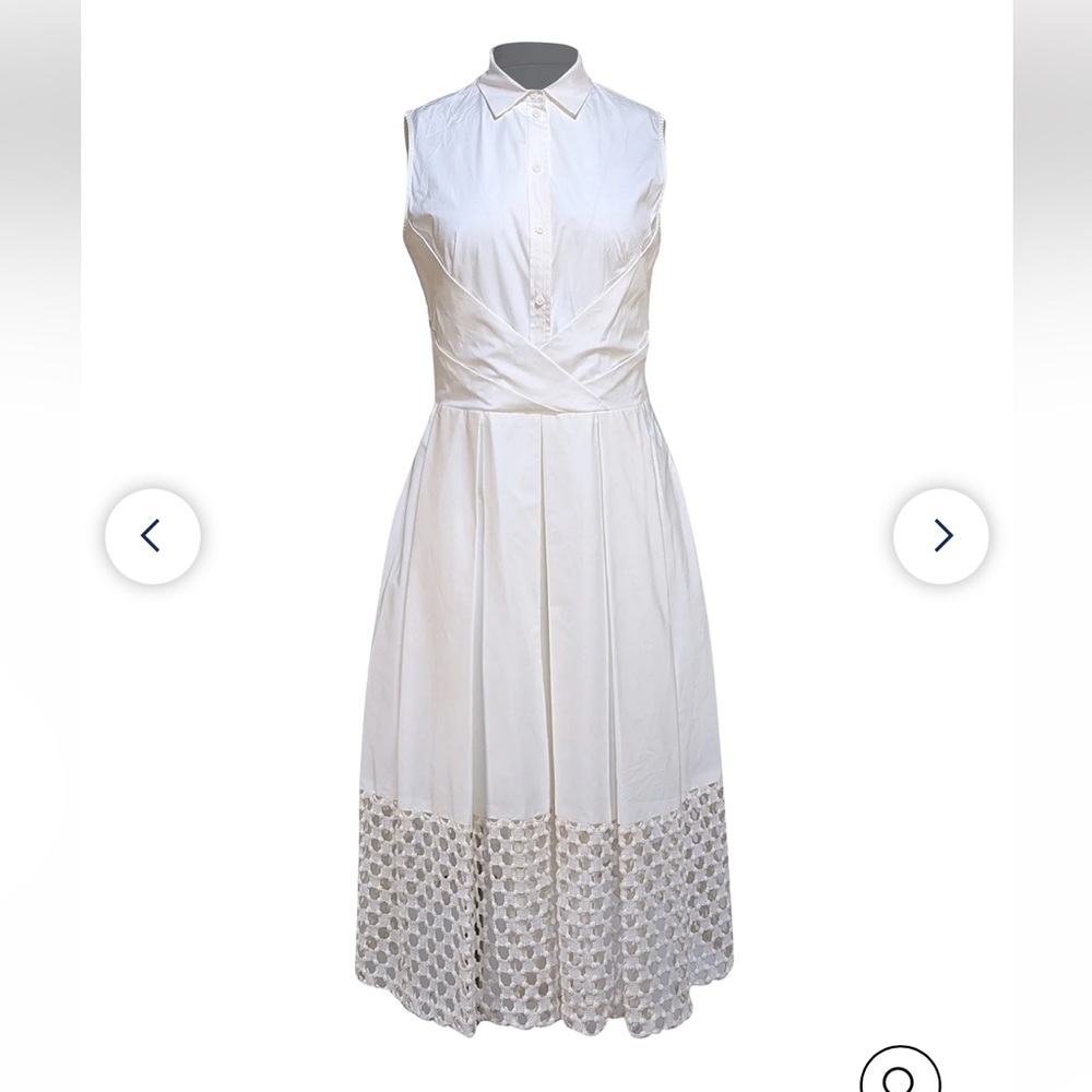 LELA ROSE Elegant White poplin Sleeveless Dress, sz 6